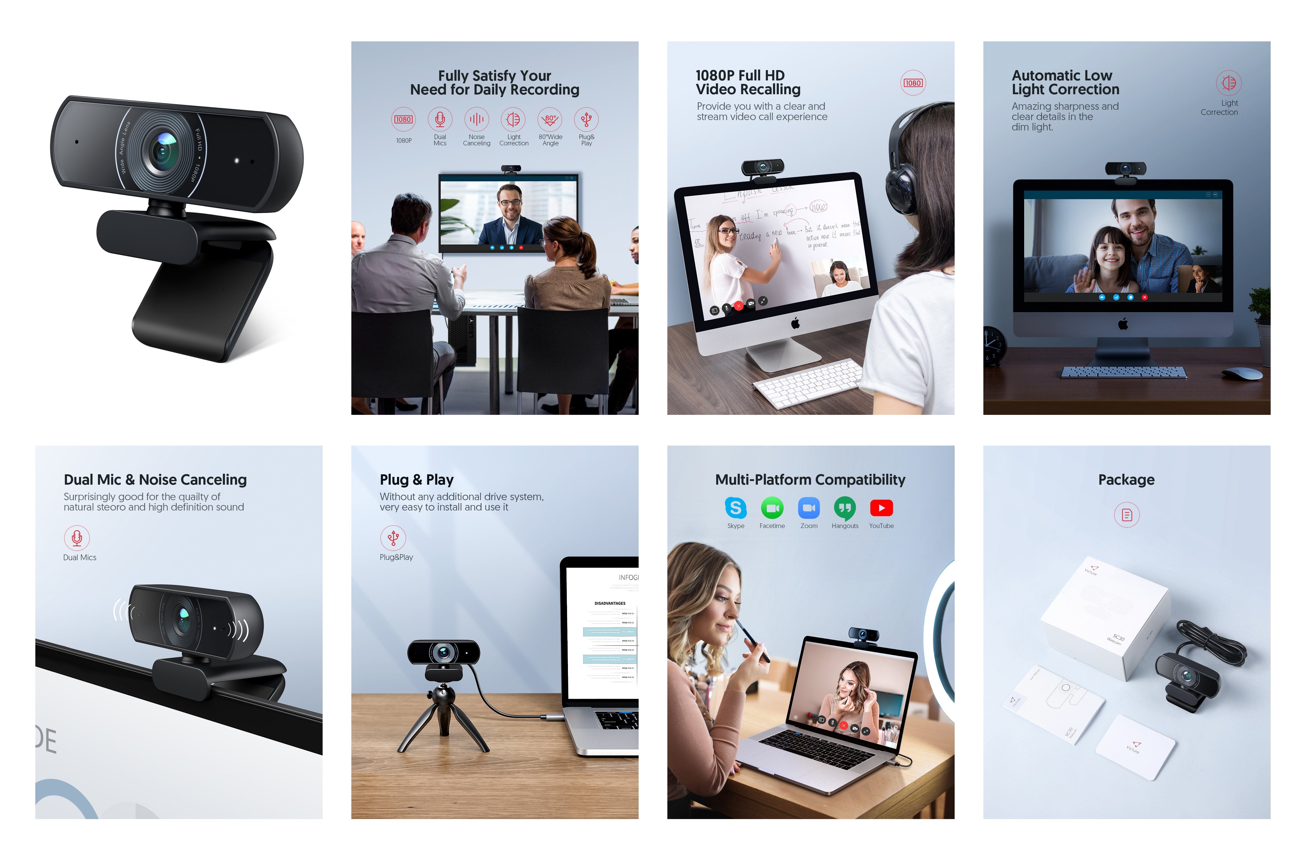 Victure SC30 1080P Webcam 